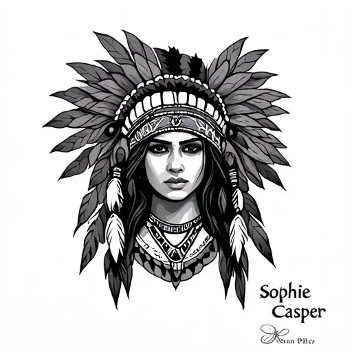"Sophie Casper " native American with names incorporated tattoo design idea