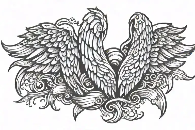 wings paint brushes tattoo design idea