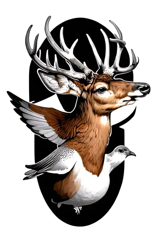 dove golf and deer tattoo design idea