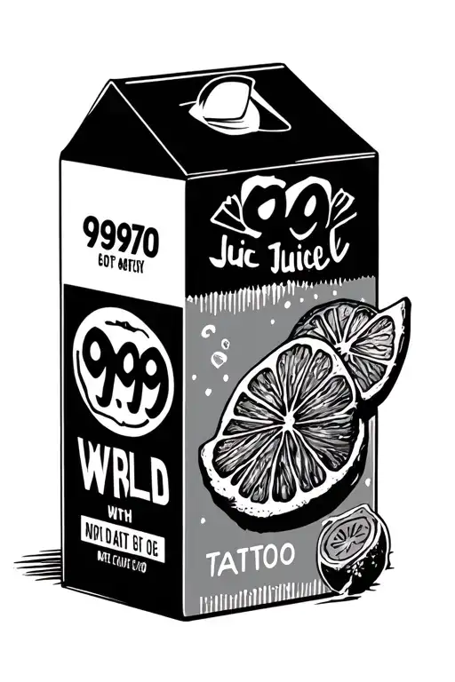 juice box with 999 juice wrld tattoo design idea