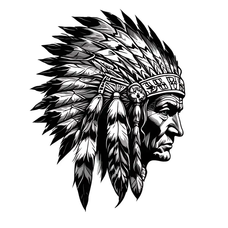indian chief headress tattoo design idea