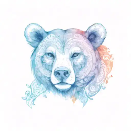paisley bear head tattoo design idea