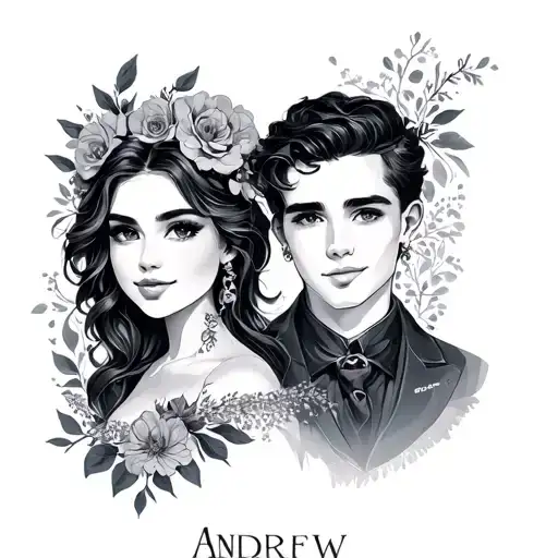 names Andrew and Victoria tattoo design idea