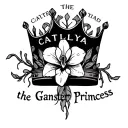 the words "cattleya the ganster princess" crown with cattleya flower with vines tattoo design idea