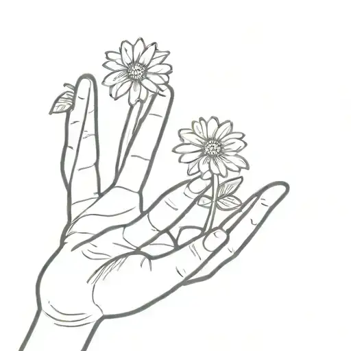 stick figure holding a daisy tattoo design idea