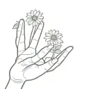 stick figure holding a daisy tattoo design idea