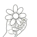 stick figure holding a daisy tattoo design idea