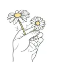 stick figure holding a daisy tattoo design idea