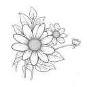 stick figure holding a daisy tattoo design idea