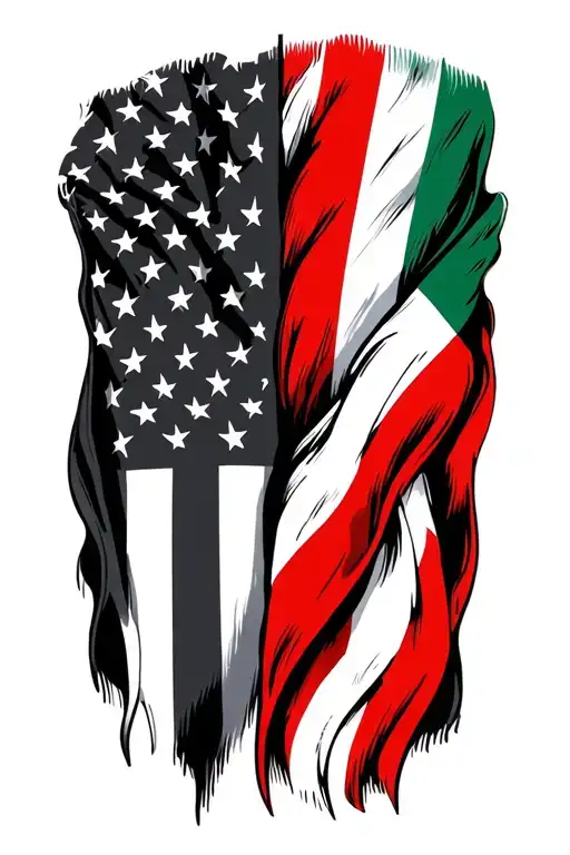 Italian and American flag tattoo design idea