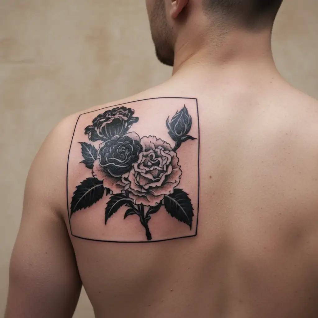  a black and white small fined line carnation flower also adding the words I love you so much my doodl tattoo design idea