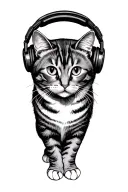 Cat in front of boxing with headset tattoo design idea