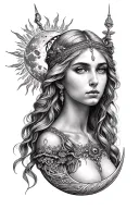 Artemis moon goddess tattoo design idea