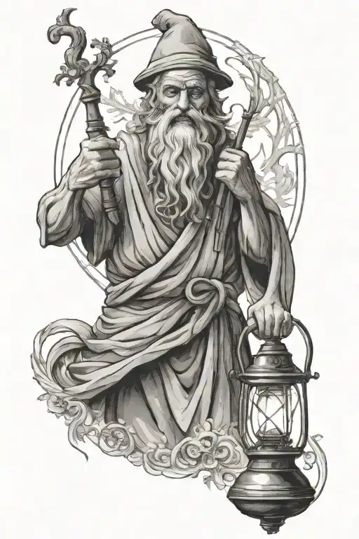 Diogenes holding lantern tattoo design idea
