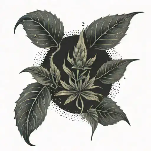 weed plant Intertwined with the name Mary, tattoo design idea