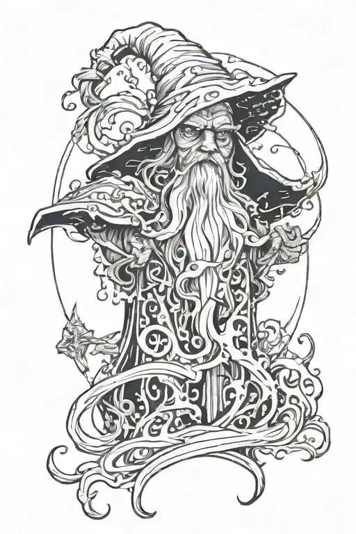 wizard ghost tattoo design idea