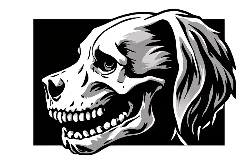 dog skull side profile tattoo design idea