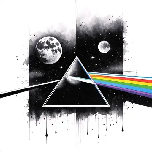 the dark side of the moon (pink floyd album) and as background the wall (pink floyd album) tattoo design idea