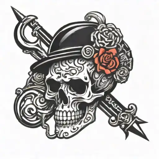 Vinnie westwood logo and chrome hearts logo mix together a make jt black and white and also make it look more aesthetic  tattoo design idea