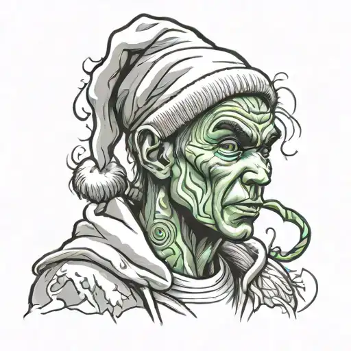 Eminem VS grinch rapping tattoo design idea