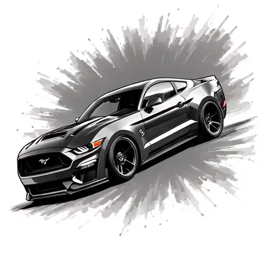Ford Mustang speeding tattoo design idea