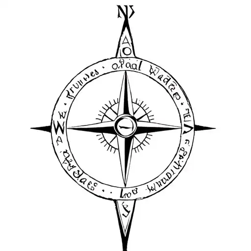 Norse Compass with rune not all wanderers are lost tattoo design idea