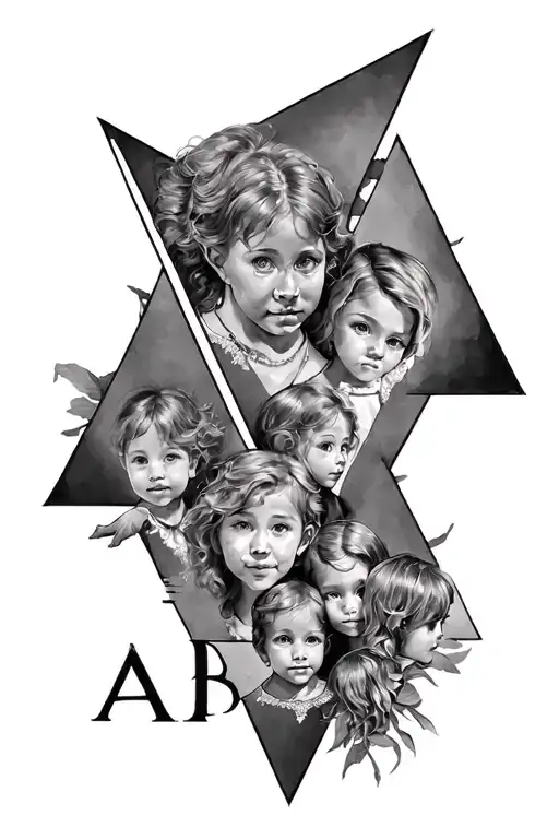 triangle family A B I tattoo design idea