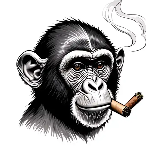 monkey smoking a cigar tattoo design idea