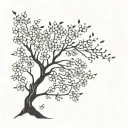 cherry blossom & family tree growing tattoo design idea