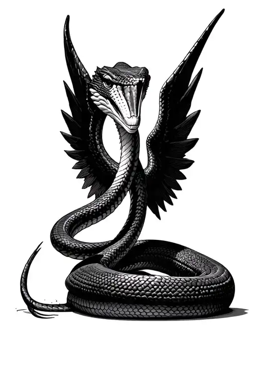king cobra with wings spread open facing toward me tattoo design idea