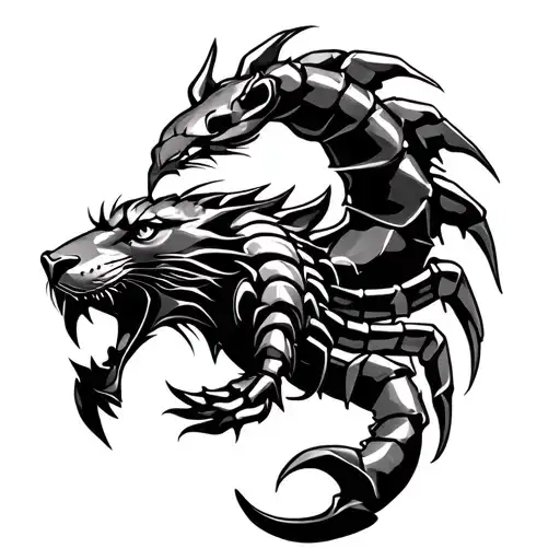 Lion And Scorpion tattoo design idea