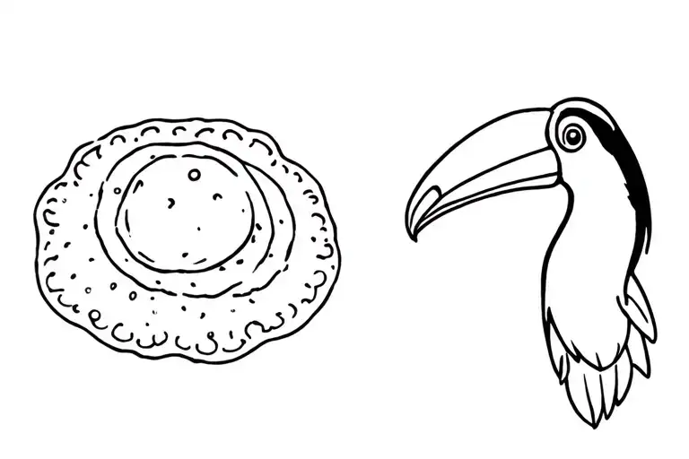 2pieces of ravioli and a toucan tattoo tattoo design idea