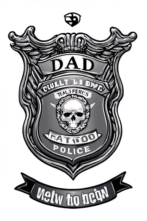 dad memorial, police badge tattoo design idea