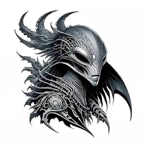 alien and enki tattoo design idea