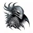 alien and enki tattoo design idea