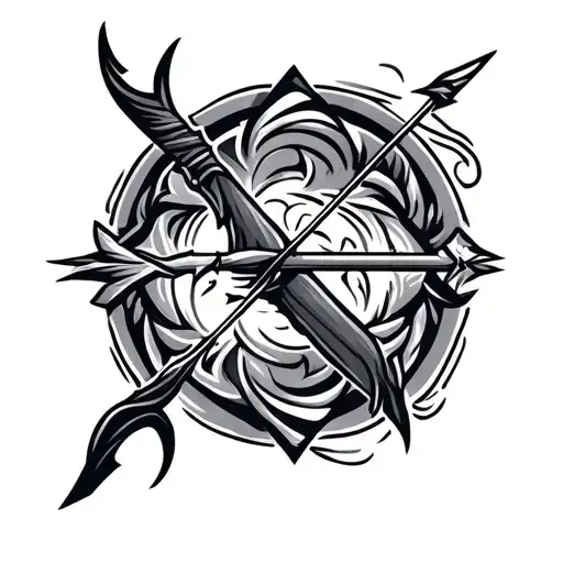 bow and arrow with tribal tattoo tattoo design idea