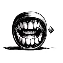 dice inside vampire teeth tattoo design idea