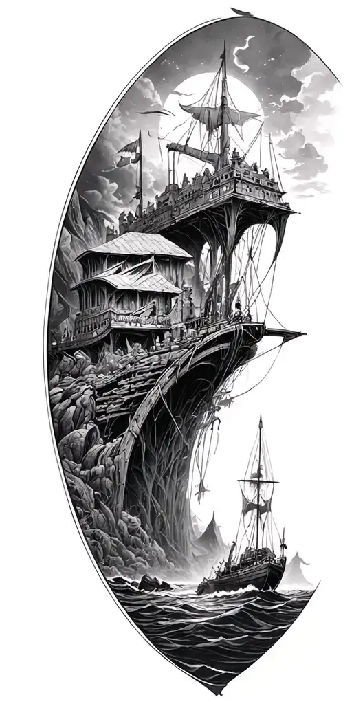 Lost City Of Atlantis tattoo design idea