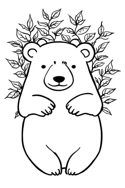 anime polar bear teddy surrounded ivy leaves tattoo design idea