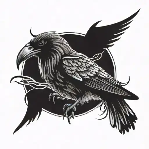 A tattoo where the raven of Odin is located tattoo design idea