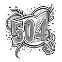 504 area code tattoo in Chicano style tattoo design idea