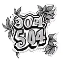 504 area code tattoo in Chicano style tattoo design idea