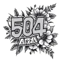 504 area code tattoo in Chicano style tattoo design idea