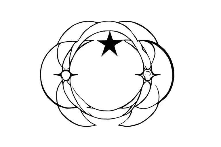 wedding ring Hecate triple moon Star background tattoo design idea