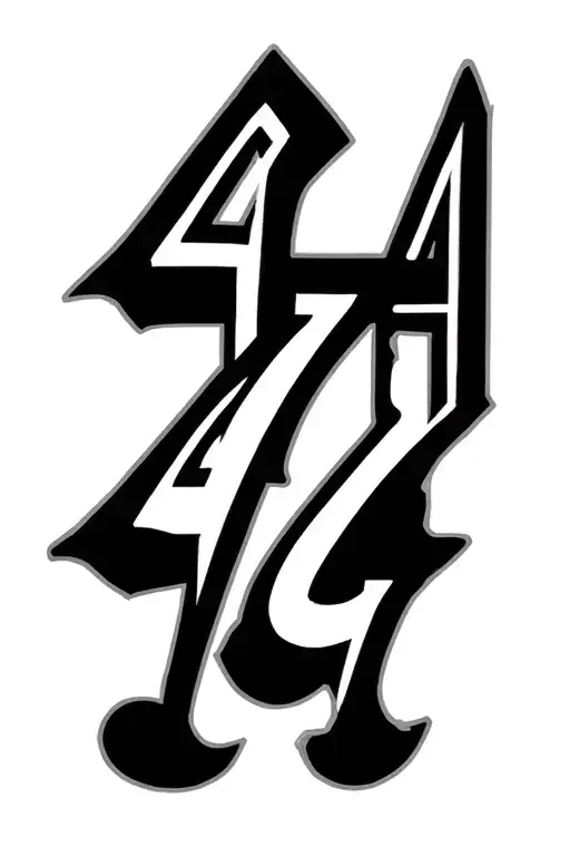 777 444 written vertically tattoo design idea