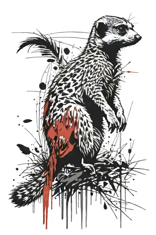 Meerkat standing in grass looking up tattoo design idea