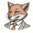 Red fox in a red suit businessman, gta mob gangster, having fun, traditional tattoo tattoo design idea