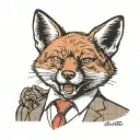 Red fox in a red suit businessman, gta mob gangster, having fun, traditional tattoo tattoo design idea