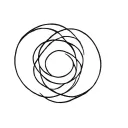 one perfect circle shape, minimalist, with four imperfect rings traced around the perfect circle tattoo design idea