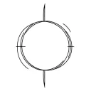 one perfect circle shape, minimalist, with four imperfect rings traced around the perfect circle tattoo design idea